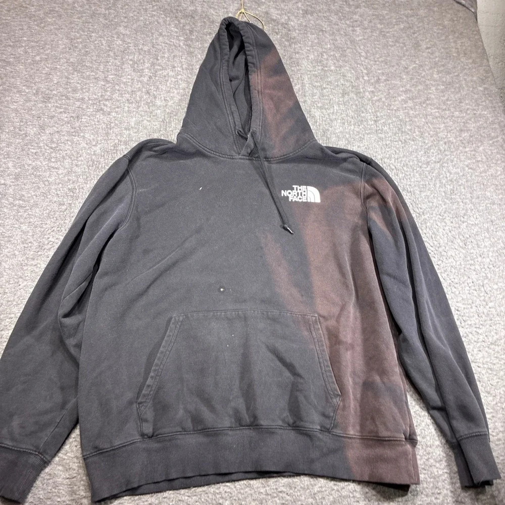 The North Face Hoodie Mens XL Black Sick Faded Sun Box Logo Pullover Gorpore